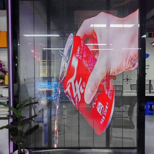 Full Color IP65 Transparent Grille Screens P2.6 Exhibition Hall Glass Outdoor Building Window Led Display Screen