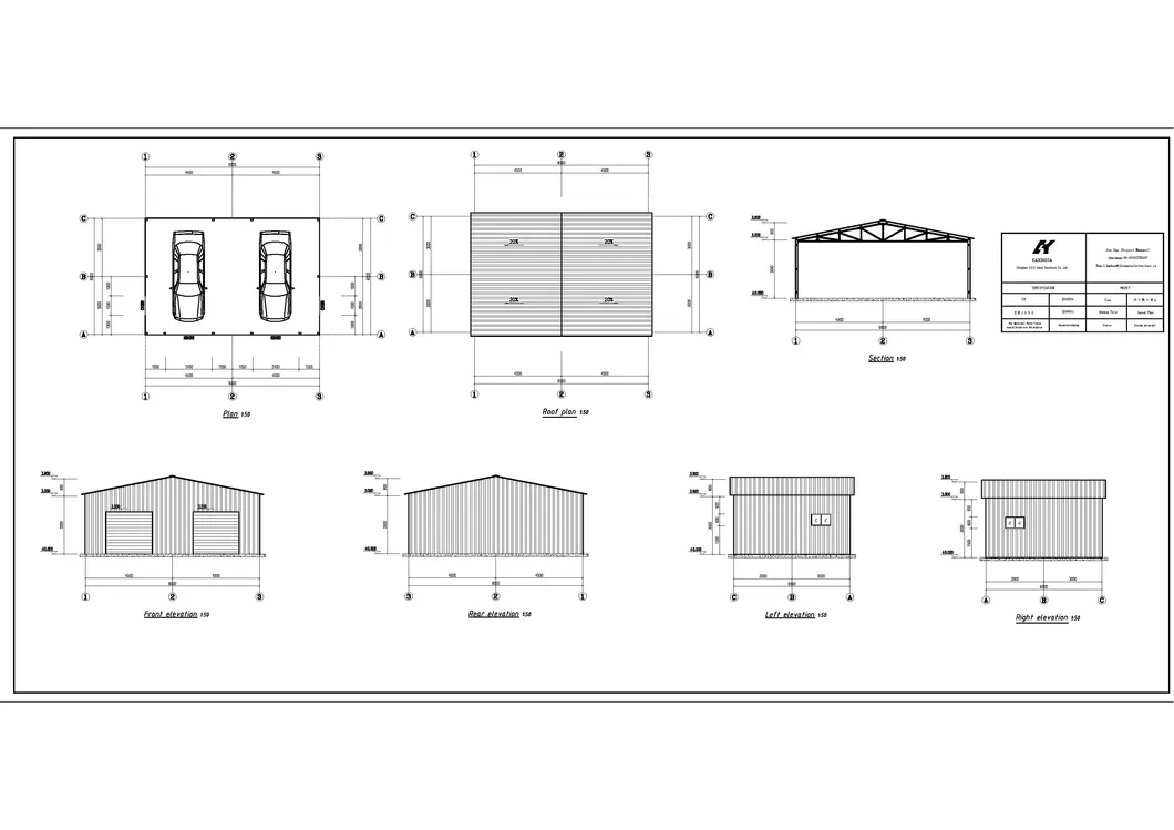 Wholesale 54 M2 Prefab Lightweight Steel Frame Garage Carport Storage Shed