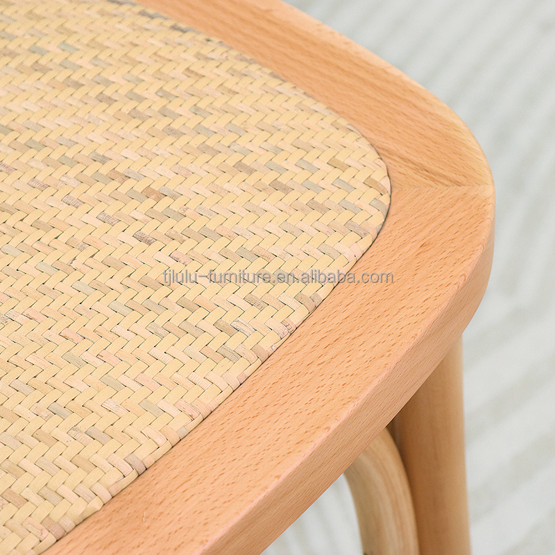 Nature Color Modern Solid Wood X Cross Back Banquet Chair with Rattan Cushion for Wedding and Restaurant