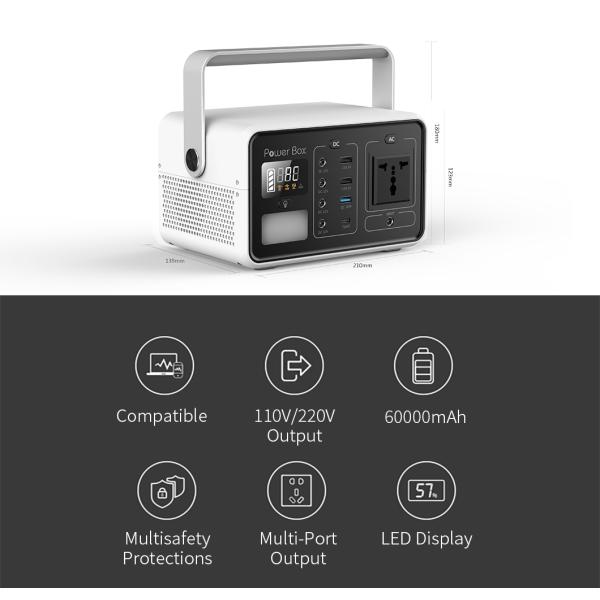 200W Lithium Battery Generation, Portable Solar Power Station Home Battery Storage Generator