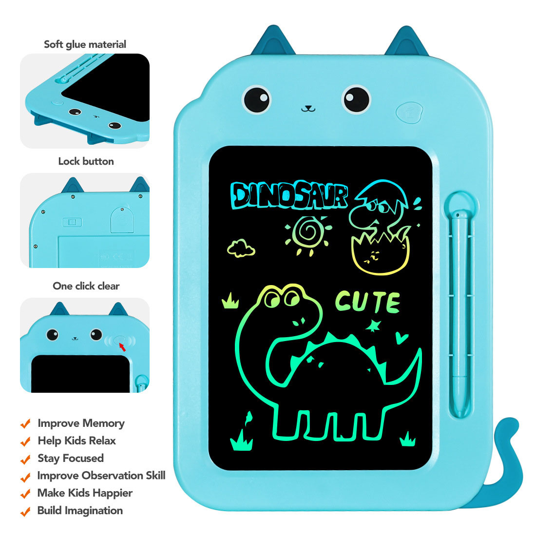 Colorful Toddler Doodle Board Educational Toy with Erasable Reusable Drawing Tablet