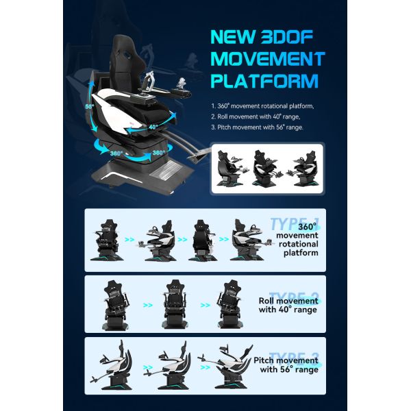 Attendant Vr Flight Combat Simulator 360 Rotate Chair Indoor Game
