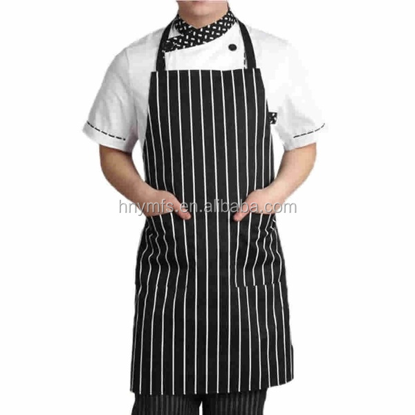 apparel factory custom yarn dyed stripe and dying strip bib cooking kitchen chefs apron