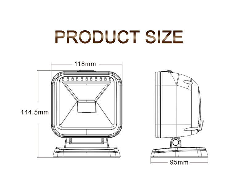 High Performance 1D 2D Hands Free Scan Qr Bar Code Reader Desktop Presentation Barcode Scanner