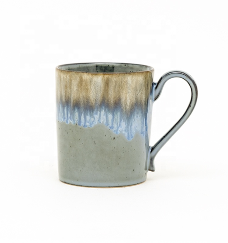 Ceramic 3D blue brown Mug Ceramic Coffee Milk Mug with 3d reactive glaze
