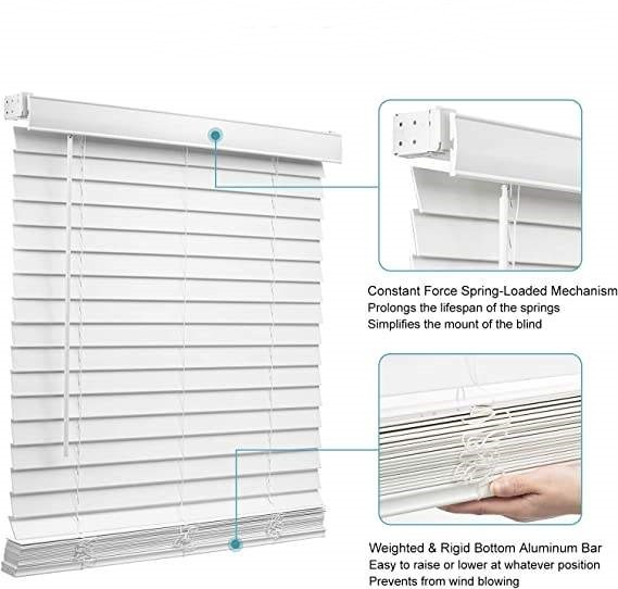 Commercial Horizontal Cordless Venetian Blind Faux Wood Pvc Blinds