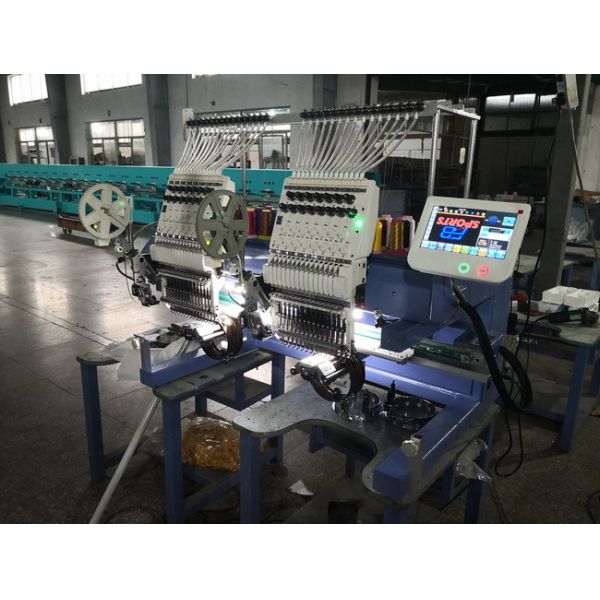 Compact Two Head Embroidery Machine For Socks Cutting System More Stable