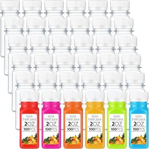 Quality Cheap square Shape Juice Bottles with Lid Plastic Juice Bottles with Cap and Labels Juice Bottles with White Lids for sale