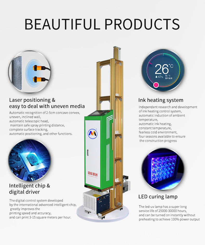 Automatic Blank Skip 2 Printhead 2880dpi Digital Wall Printing Machine