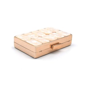 Square Closure Beige Acrylic Gold Purse Frame 17x12cm