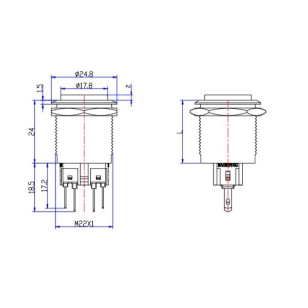 IP67 Sealed Electrical Emergency Push Button LED Stainless Steel Momentary Push Button Switch