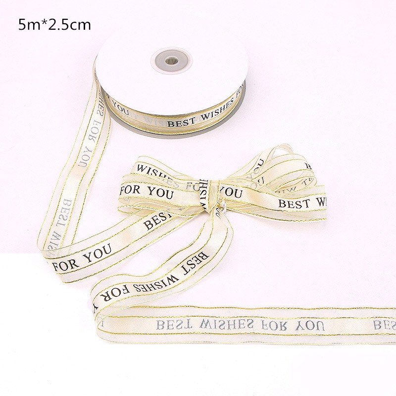 High quality best wishes for birthday gift packing Transparent organza printed ribbon