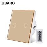 EU 86 Type Tempered Glass Panel Home Devices Wireless Remote Switch White 2