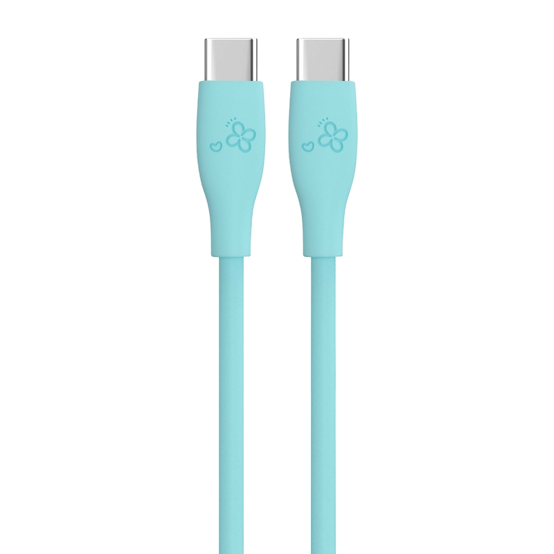 Charming Flower Silicone Charging Cable Embellished Purple USB - C/Lightning Cable