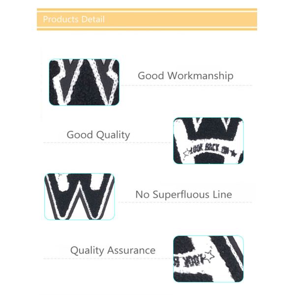W Shape Felt Embroidered Sports Patches Sew On 12 * 12.5CM Size For Jackets
