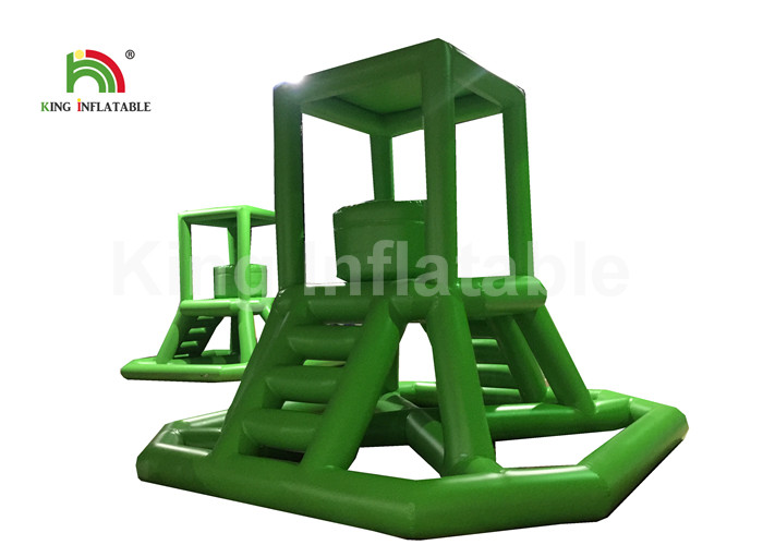 Green 16.41 FT Inflatable Water Toy PVC Climbing Lifeguard Tower With Ladder