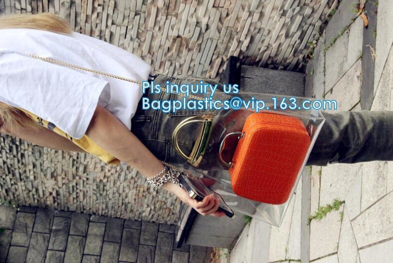 customized clear pvc tote bag handbag, Trendy Lady Handbags with Zipper Handle Shoulder Tote Bag, Envelope Clutch Bag Ha