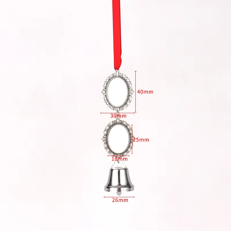 Custom Christmas Decoration Double Charms Bell Metal Xmas Pendent Sublimation Christmas Ornaments