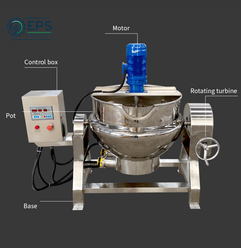 Automatic Vacuum Horizontal Steam Jacket Heating Jam Bean Paste Cooking with Stir Minced Fruit Cooking