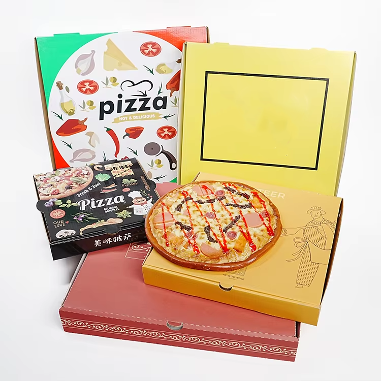 Low price custom printing logo foldable corrugated packaging paper pizza box fast food delivery box