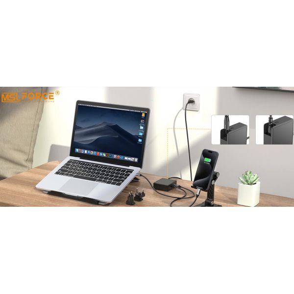 100W USB C PD Desktop Charger With Extension Cord And Detachable UK EU US Plug