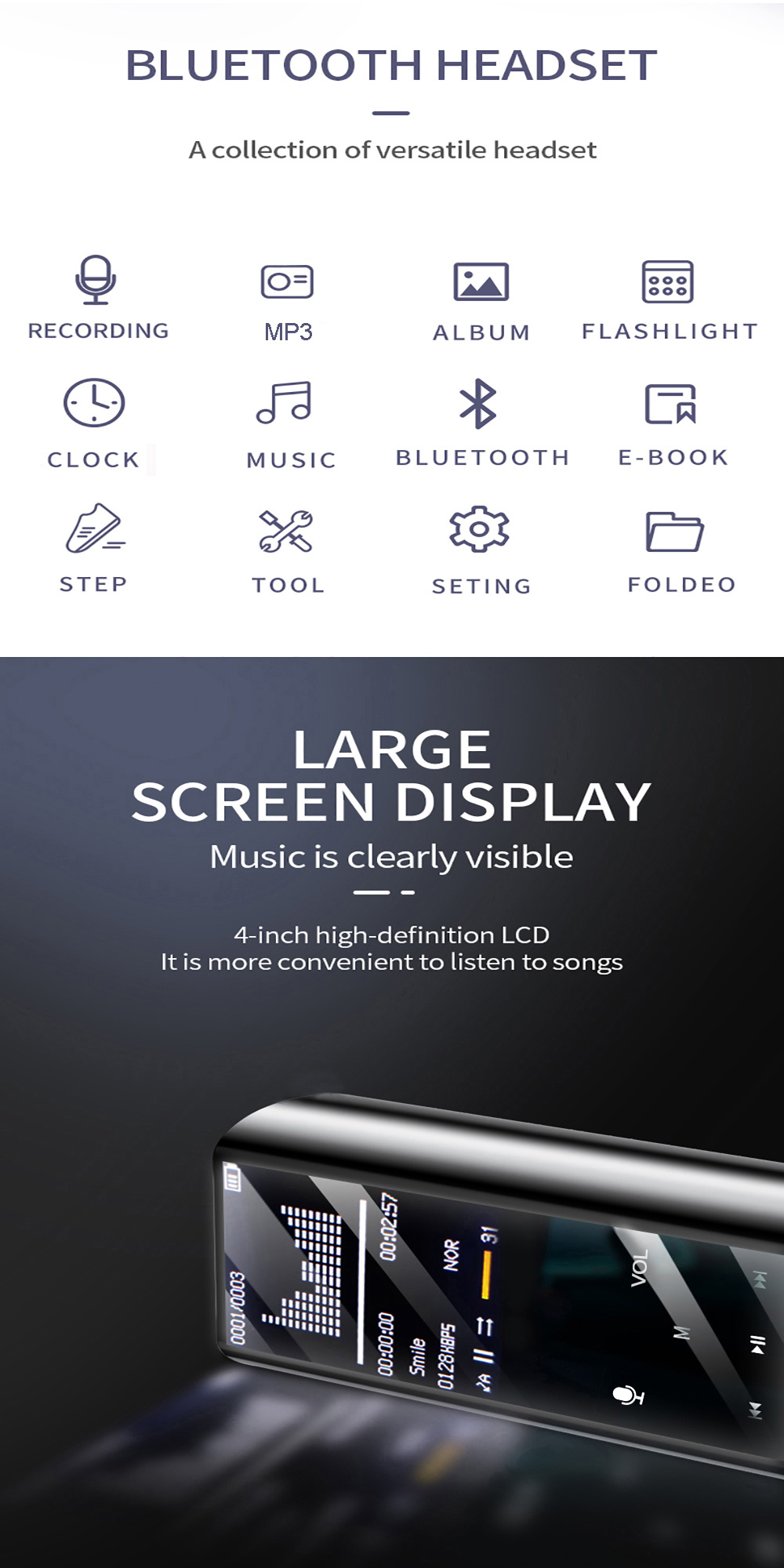Q1 Wireless Bluetooth Earphone Earbuds Multi-Function MP3 Player Headset Ipx7 Waterproof 9d Tws Headphone (with 3500mAh Power Bank Charging Case)