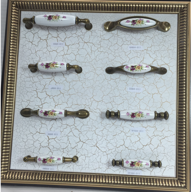 Diameter 33mm Round Ceramic Wardrobe Door Knobs Gold Plated Rose Pattern Porcelain Furniture Handles