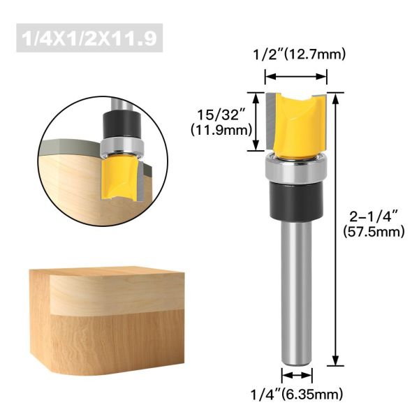 Milling Cutter 1/4 Handle Trimming Knife Shank Top Bearing Flush Trim Wood Trimmer Cutter Carpenter
