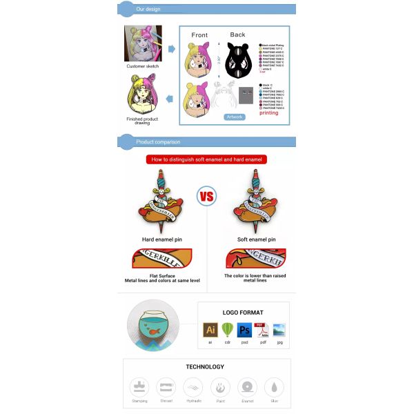 Souvenirs Iron 3mm Thickness Soft Enamel Lapel Pins
