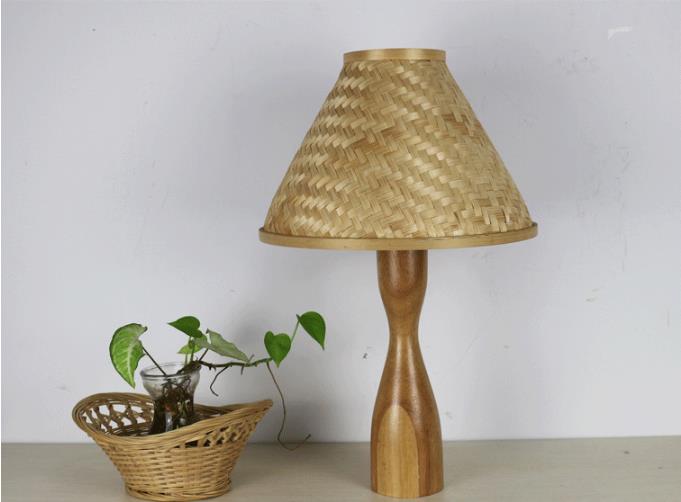 Customized Bamboo Bedside Table Lamp 2700K Soft Warm White For Home Decor