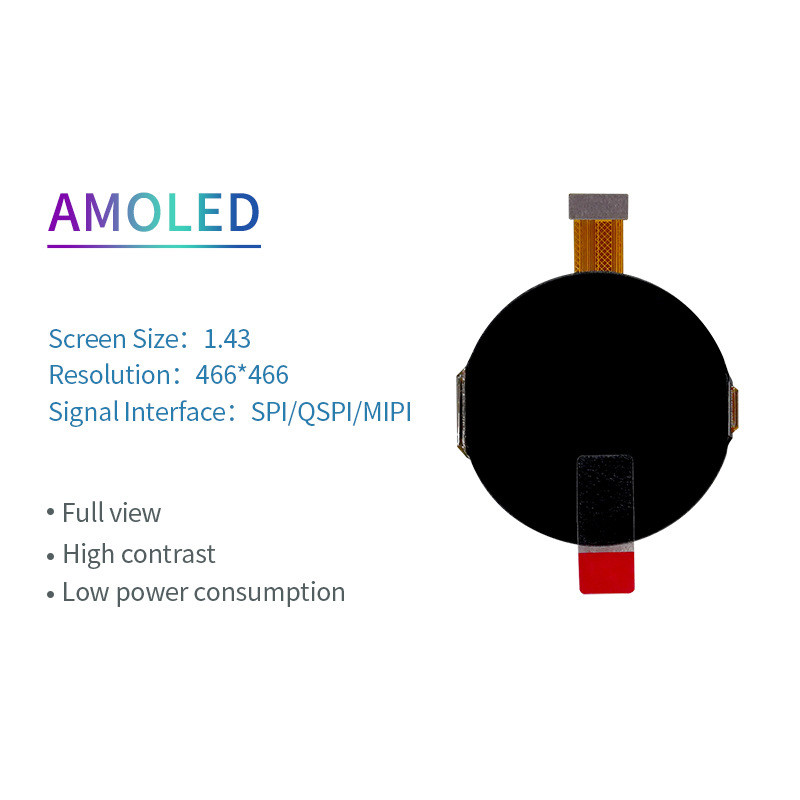 1.43 Inch AMOLED Oled Display 466*466 Resolution SPI/QSPI/MIPI Interface 350c/d Display Driving IC SH8601 Touch Ic