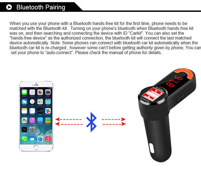 Universal Smartphone Charger / Bluetooth Car Stereo Adapter 30*30*62mm