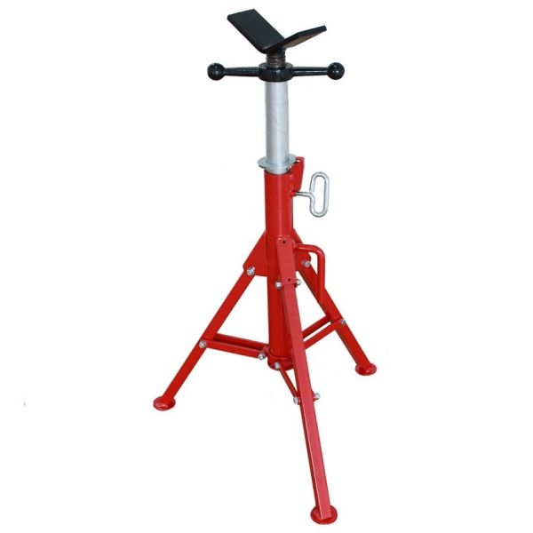 V Head Pipe Stand with 2500 lbs Load Capacity, Adjustable Height 28-52 inch, and Durable Carbon Steel Body for Pipe Threading and Welding