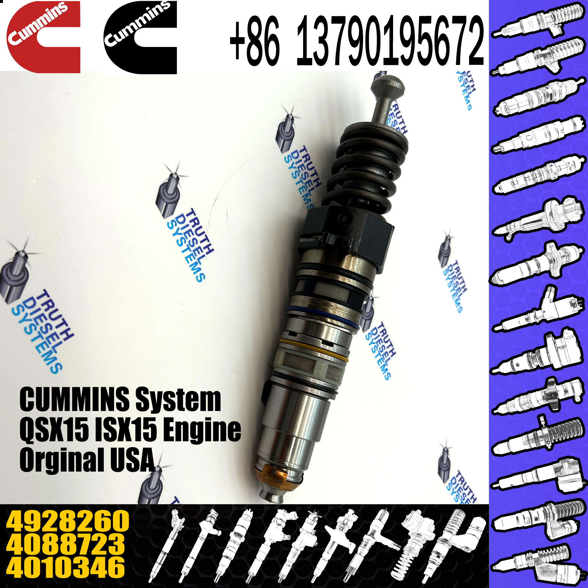4954434 Diesel QSX15 ISX15 Engine Common Rail Fuel Injector 4928260PX 4062569RX 4928260 4062569 4062569NX