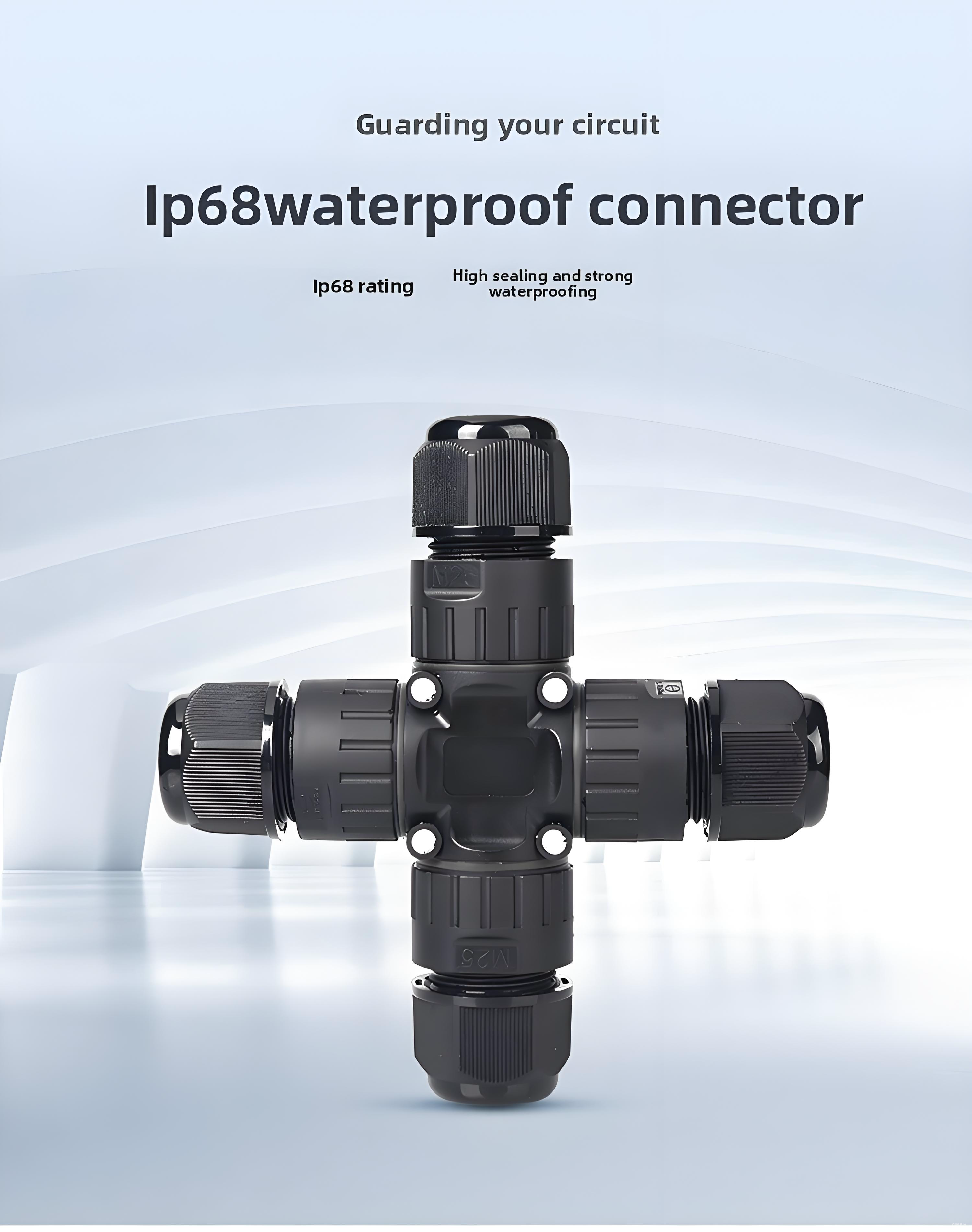 M25x1.5 3-Pin Screw Locking IP68 Waterproof Through-Type Connector