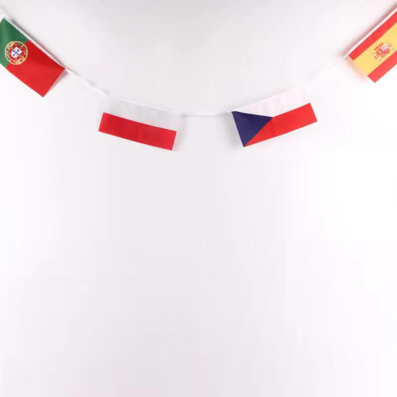 OEM ODM Triangle Flag Bunting Custom 100D Polyester Fabric Triangle String Flags