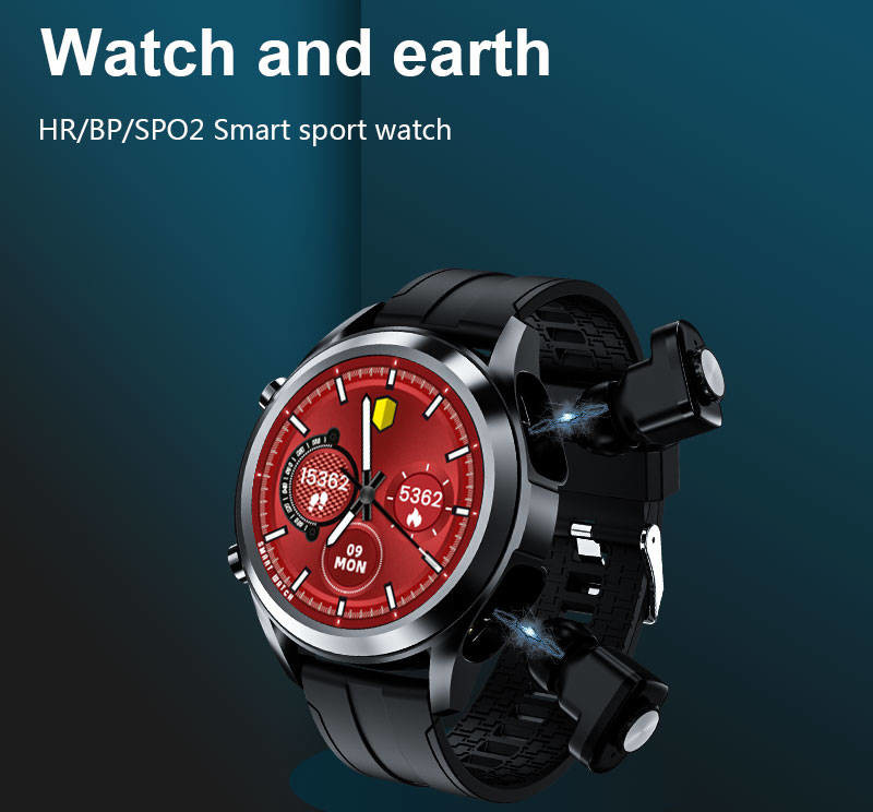 350mAH SpO2 Smart Watch With Earbud Inside Bluetooth Music Play
