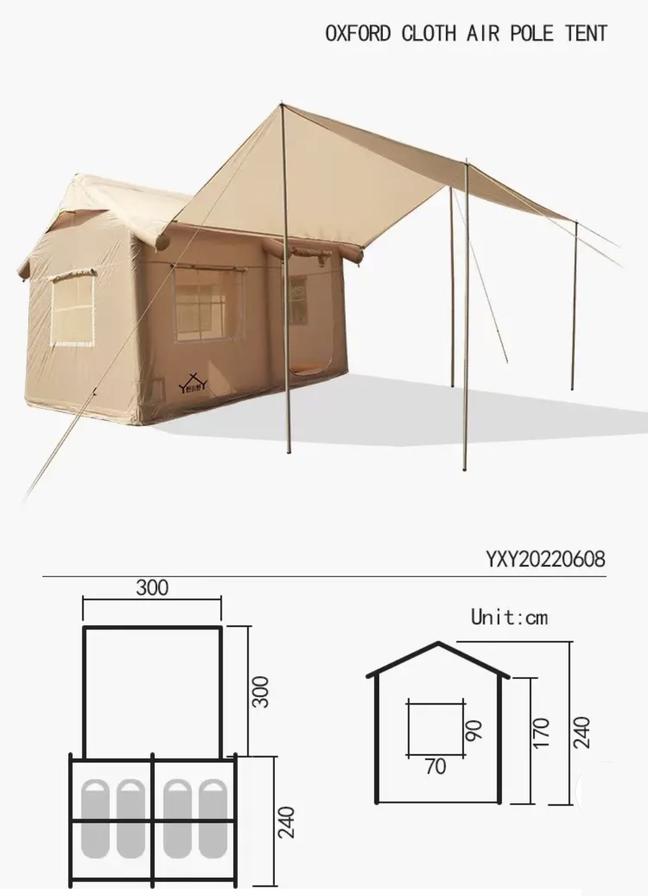 Air Family Inflatable Camping Tent Canvas Customized Luxury Polyester