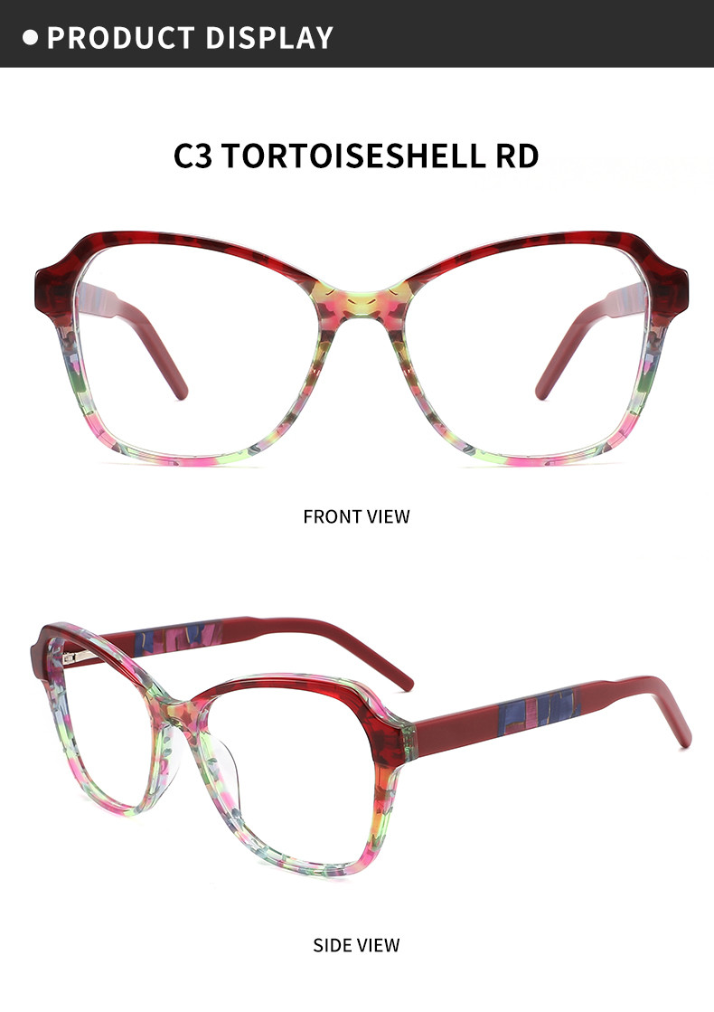 Fancy Surface Acetate Frame Glasses Durable Can Change Lenses