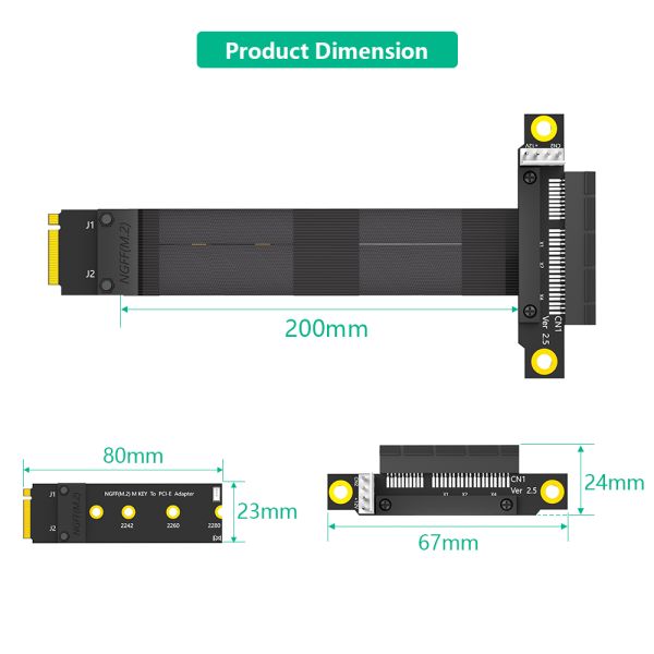 180 Degrees Linux PCIe Adapter Cable M.2 NGFF To 3.0 X4 PCIe Extension Cable