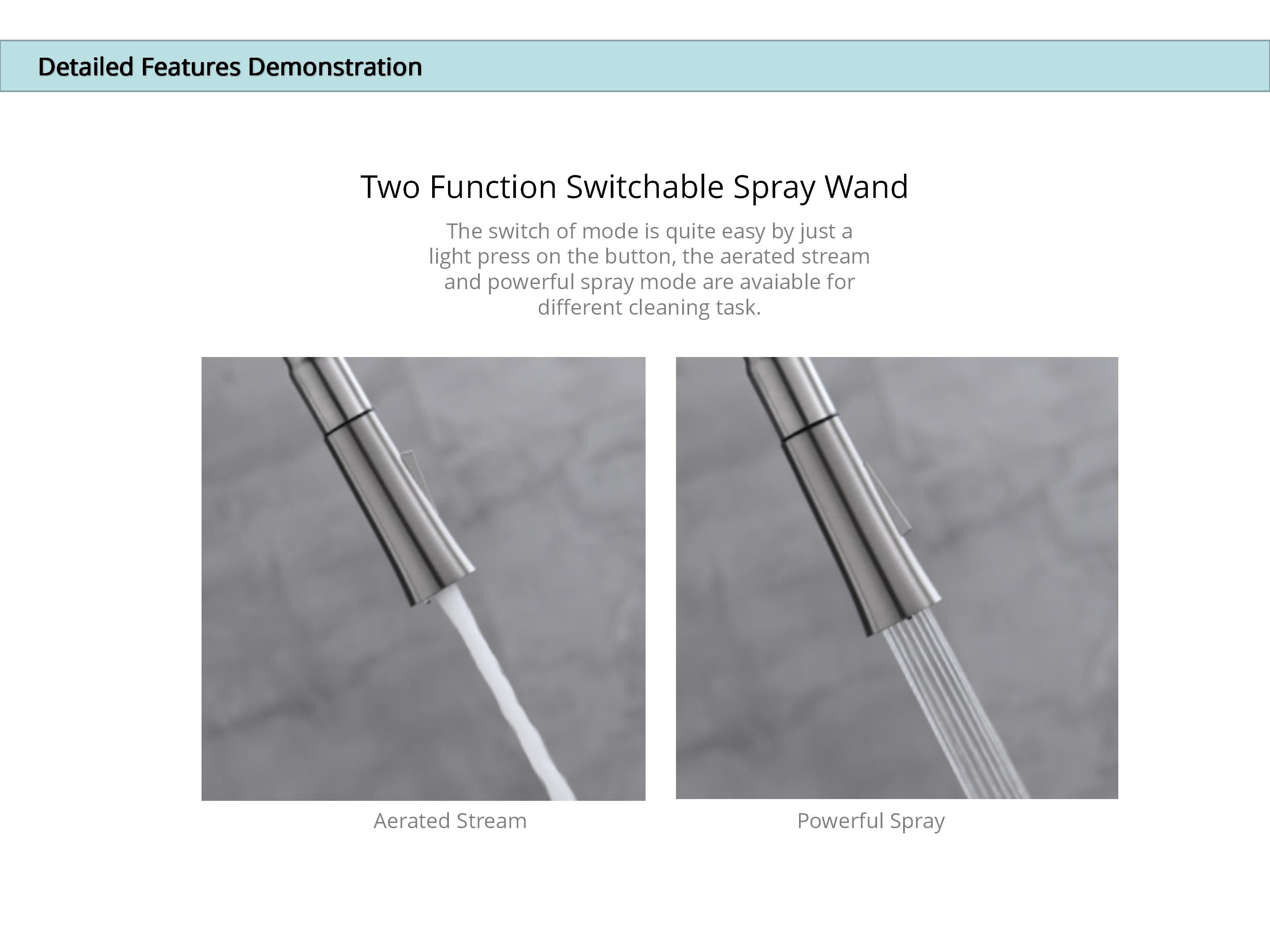 SUS304 Stainless Steel Pull Down Kitchen Faucet Goose Neck Mixer Tap HOMEKA