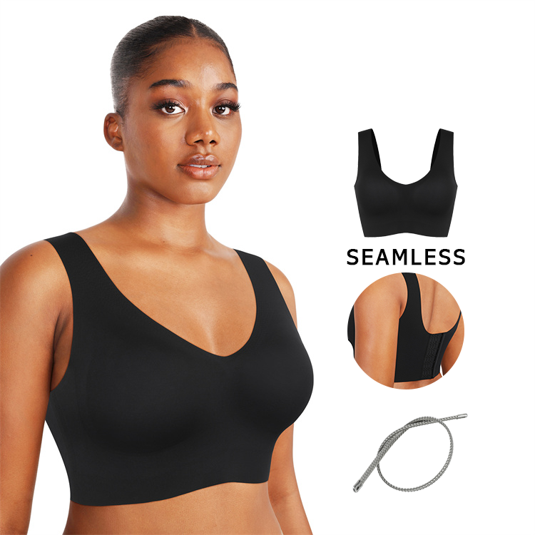 Adjustable V Neck Slimming Steel Bone Seamless Bra for Women Plain Dyed and Breathable