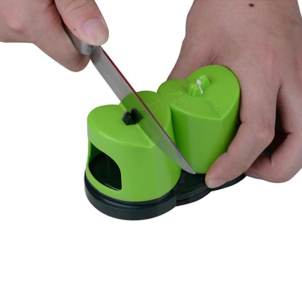 Small Pocket Two Step Knife Sharpener Double Heart Shaped For Fruit Knives