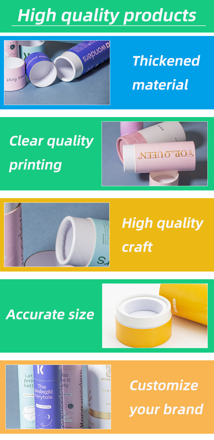 Food grade cylindrical custom UV printed logo honey jar tea biscuit coffee kraft paper packaging chocolate paper tube with lining