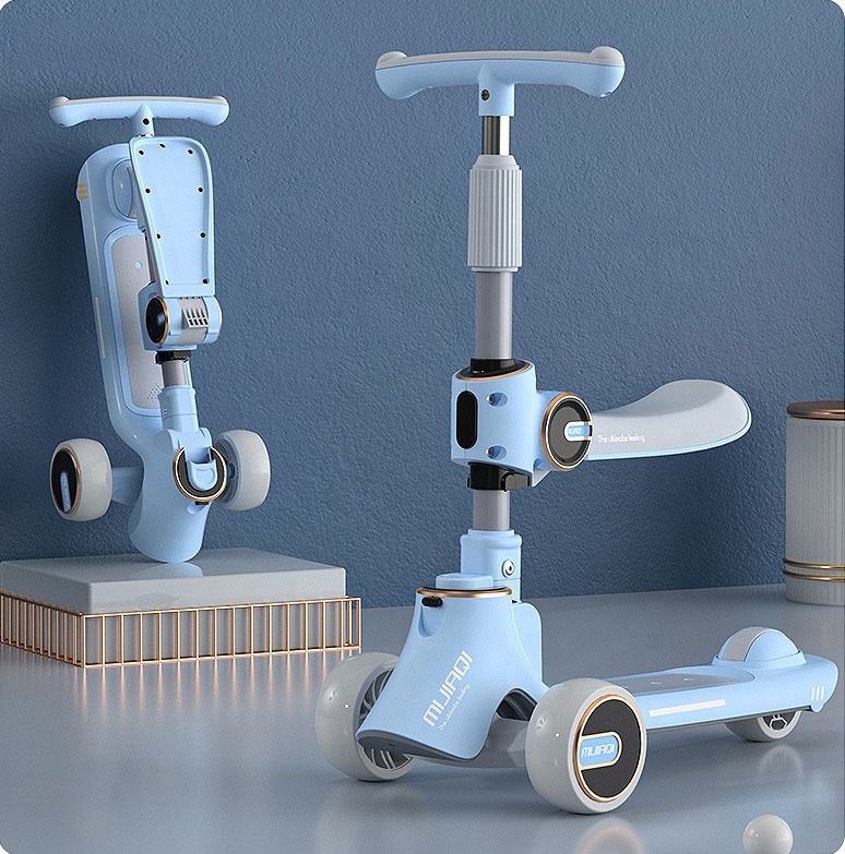 Adjustable Lean-to-Steer 3-Wheeled Scooter for Kids Foldable Seat Ages 5 to 7 Years