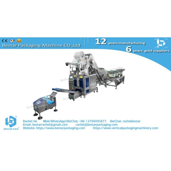 Automatic Counting Packaging Machine with 9 Custom Vibratory Bowls and Bucket Conveyor for Hardware