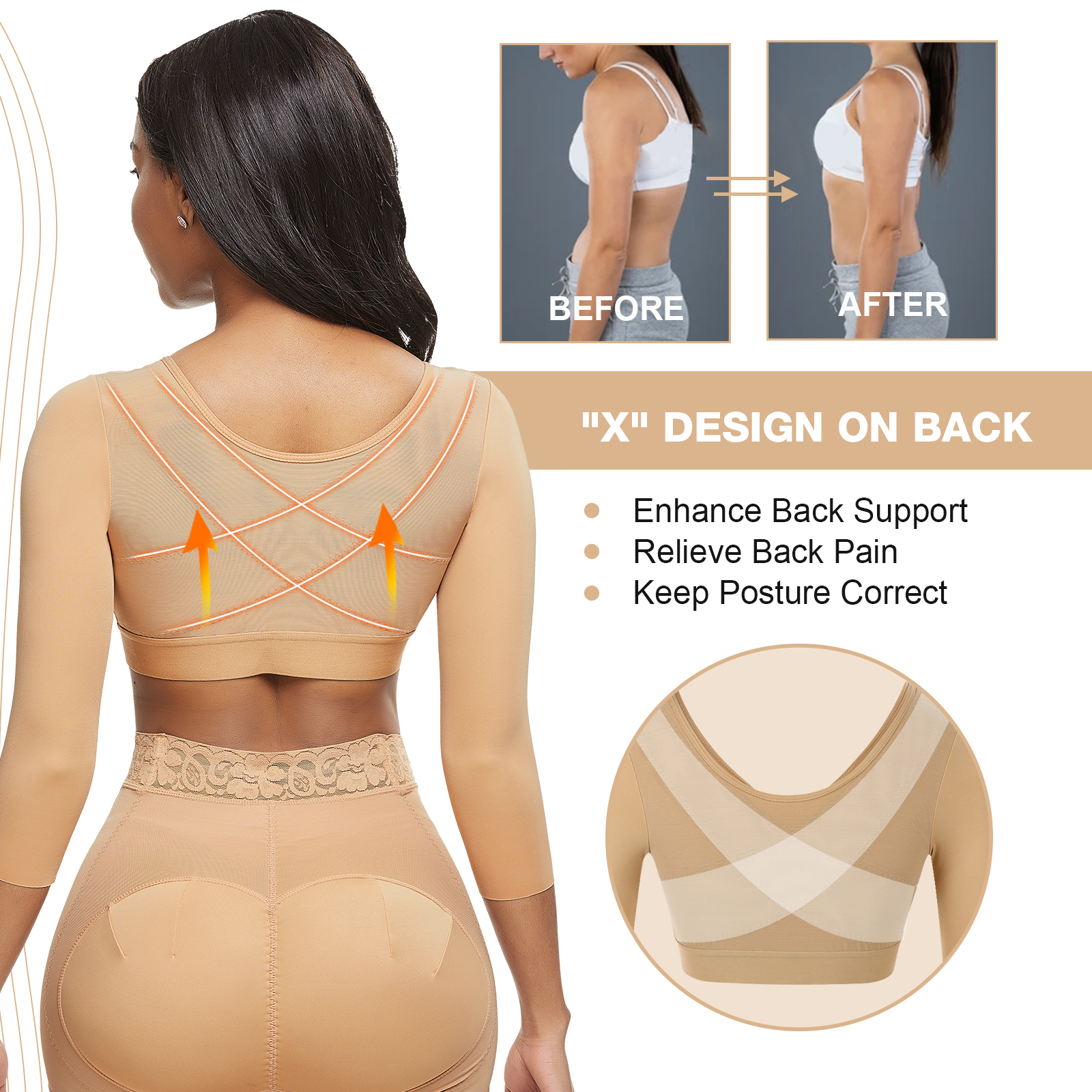 Firm Control Level Original Colombian Body Shaper Tops Bra for Automated Embroidery