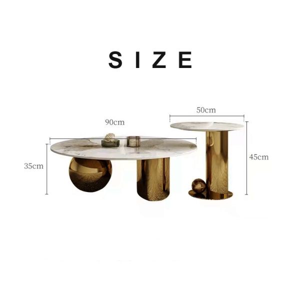 Marble Top Circle Combination Coffee Table Elliptic Shape For Apartment
