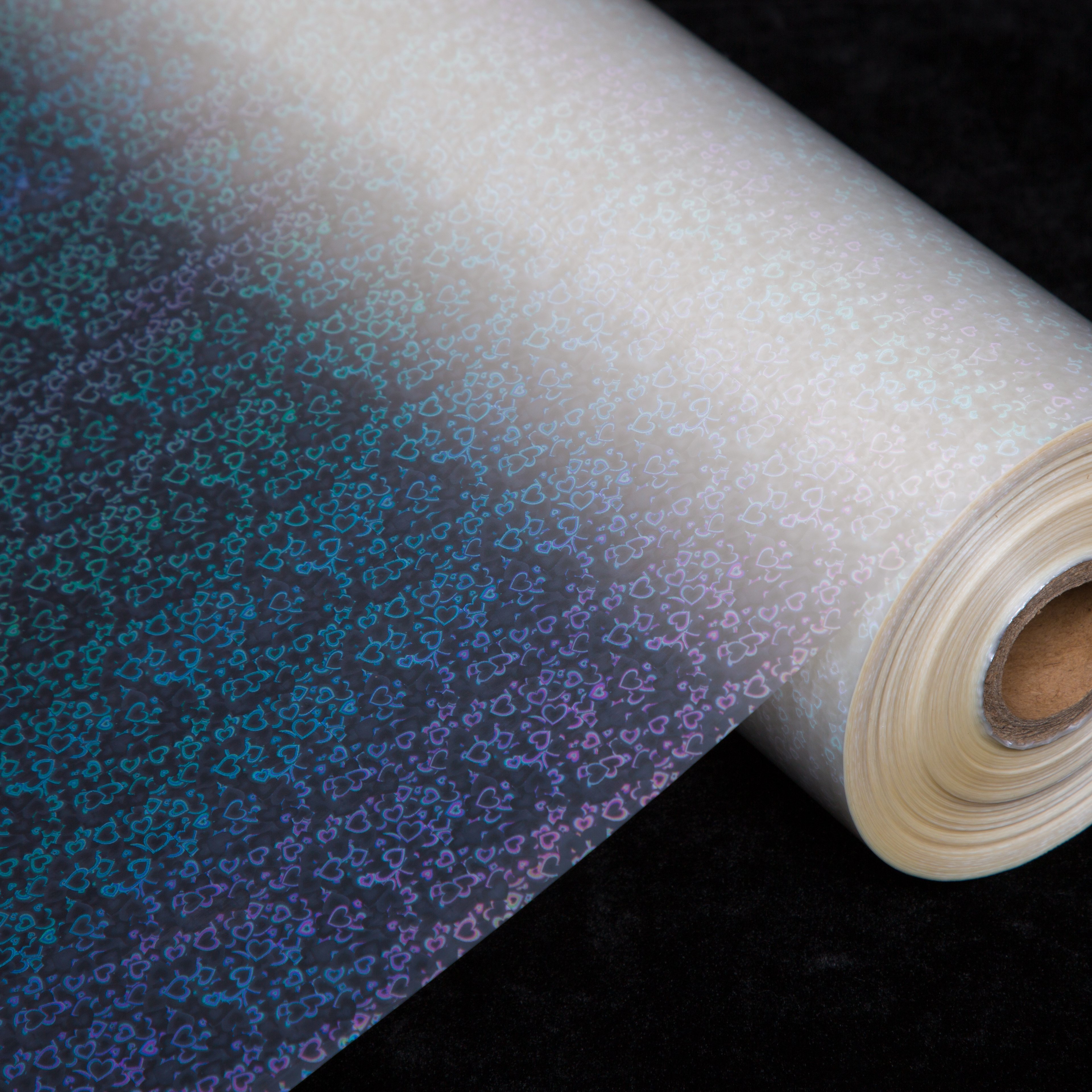 Love Heart Transparent Holographic Thermal Lamination Film BOPP Material Heat Lamination Film for Packaging