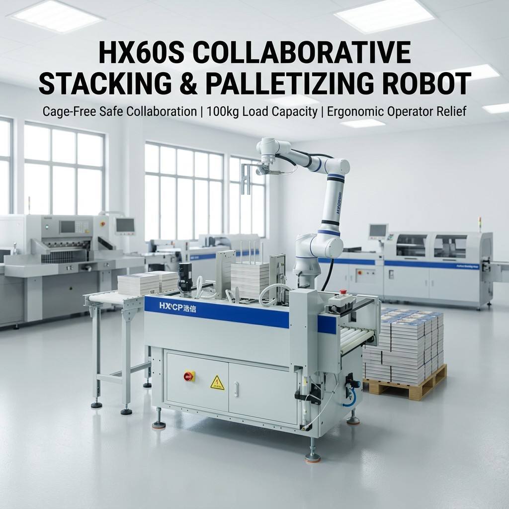 HX60S Uncaged Robot Automating Book Stack Collecting And Feeding Procedures